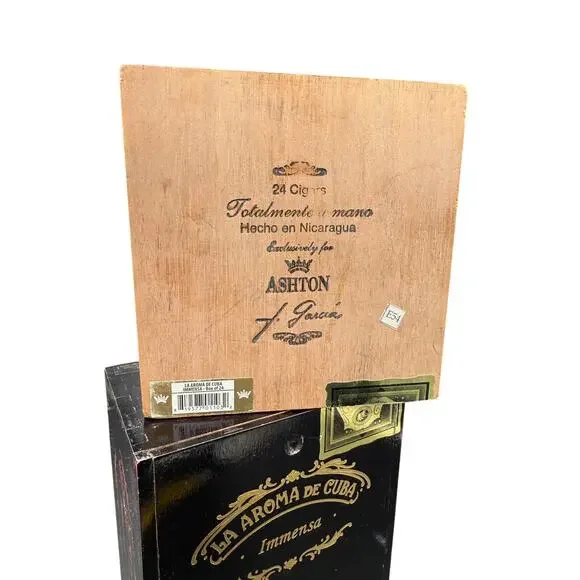 🚬 La Aroma de Cuba Immensa Empty Cigar Box Ashton Vintage Tobacciana Decor - Picture 3 of 3